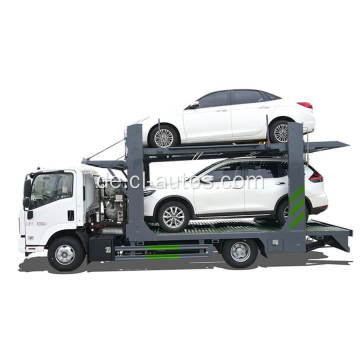 Isuzu 4x2 Rad Lift Flachbett Autoschlepper Ein schleppt zwei Autoträgerstraße Rollback -Schleppwagen Flachbett Wrecker